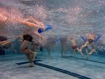 Bataille de frites, vue du fond du bassin